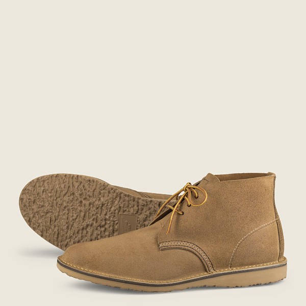 Red Wing Heritage Shoes Weekender - Chukka Muleskinner Leather - Khaki - Mens KED610593